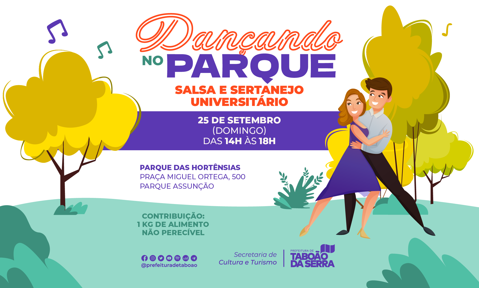 ARTE - 7ª edição do Dançando no Parque será realizada pela Prefeitura de Taboão da Serra em 25-09
