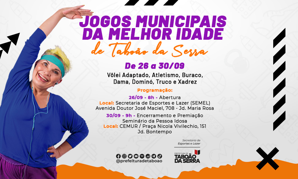ARTE - Jogos Municipais da Melhor Idade de Taboão da Serra serão realizados a partir de 26-09