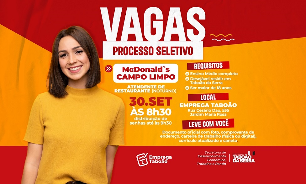 ARTE - McDonalds do Campo Limpo realizará seleção em parceria com a Prefeitura de Taboão da Serra-976