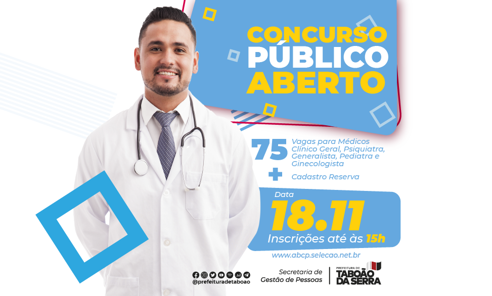 ARTE - Taboão da Serra abre concurso público para contratar mais 75 médicos