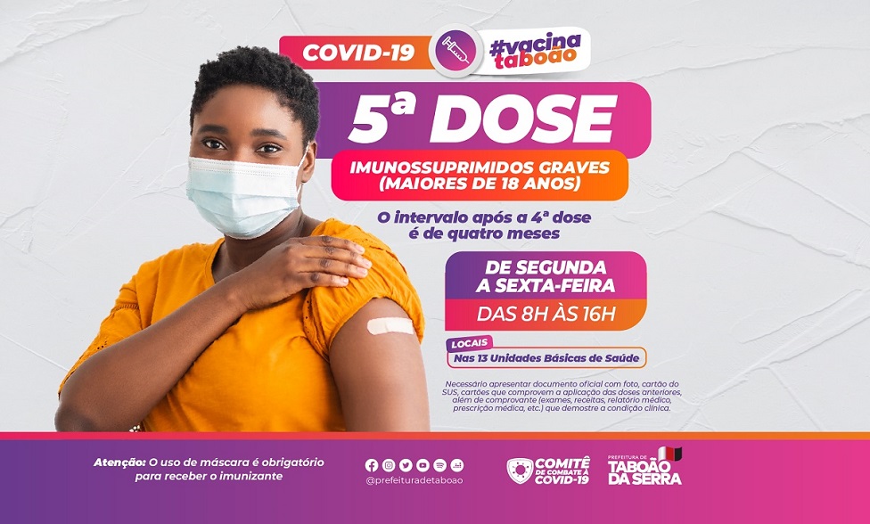 ARTE - Taboão da Serra aplica 5ª dose contra Covid-19 em imunossuprimidos maiores de 18 anos-976