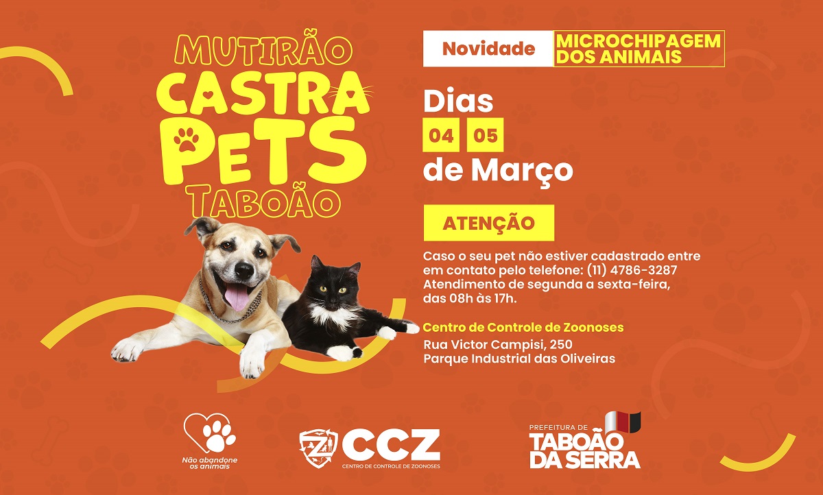 ARTE - Taboão da Serra realiza novo Mutirão Castra Pets e microchipagem animal neste final de semana (1)