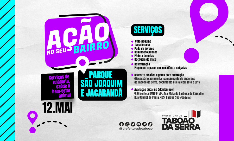 ARTE - Ação no Seu Bairro acontece nesta sexta-feira 1205 no Parque São Joaquim e Jacarandá em Taboão da Serra