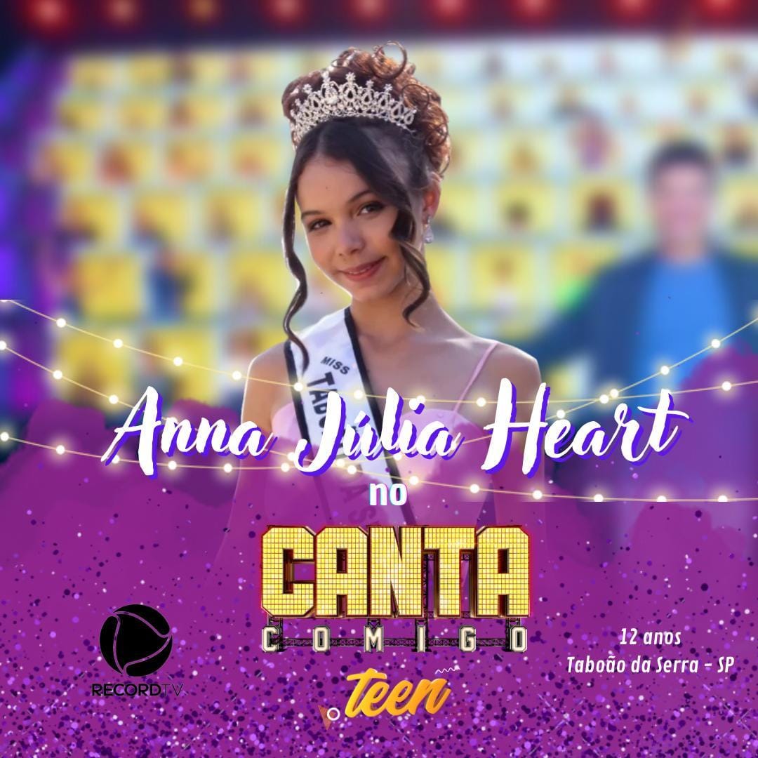 ARTE - Miss taboanense Anna Júlia Heart participará do programa Canta Comigo