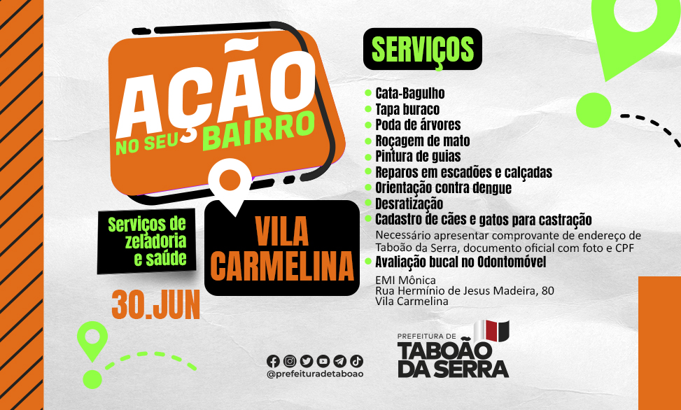 ARTE - Vila Carmelina é a próxima contemplada pela Ação no Seu Bairro da Prefeitura de Taboão da Serra