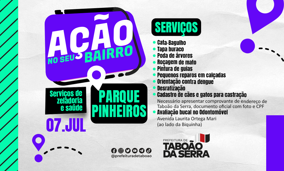ARTE - Ação no Seu Bairro acontece no Parque Pinheiros esta semana em Taboão da Serra