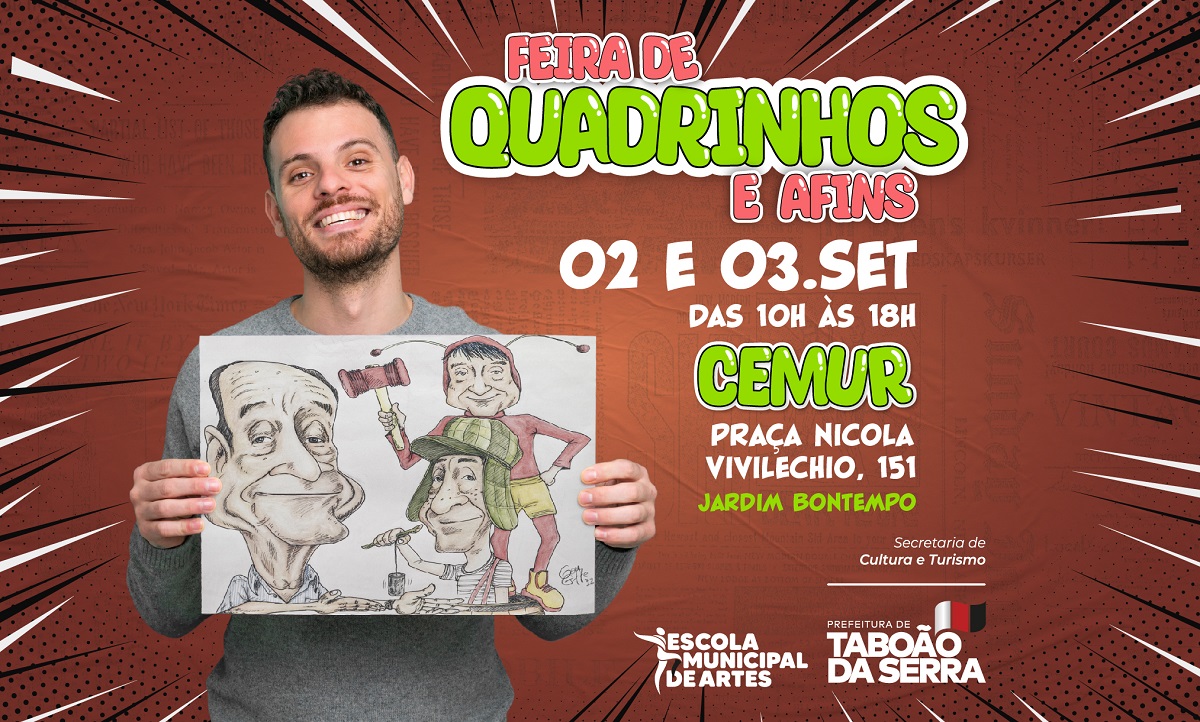 ARTE - 1ª Feira de Quadrinhos e Afins de Taboão da Serra acontece nos dias 02 e 0309 no Cemur