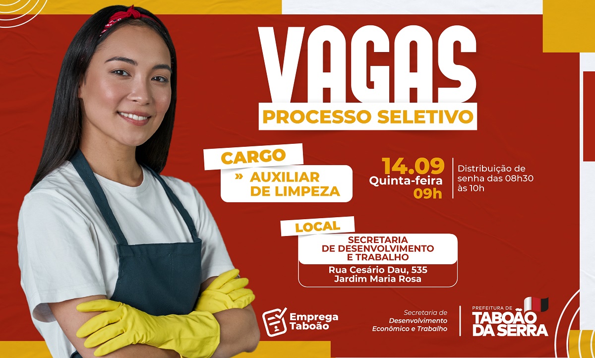 ARTE - Emprega Taboão realiza seleção para Auxiliar de Limpeza do McDonald’s nesta quinta-feira, 1409