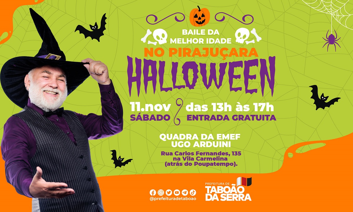 ARTE - Prefeitura de Taboão da Serra realiza Baile da Melhor Idade no Pirajuçara com tema Halloween