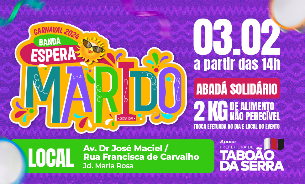 Carnaval de rua da Banda Espera Marido acontece sábado, em 03 02 no Jd. Maria Rosa