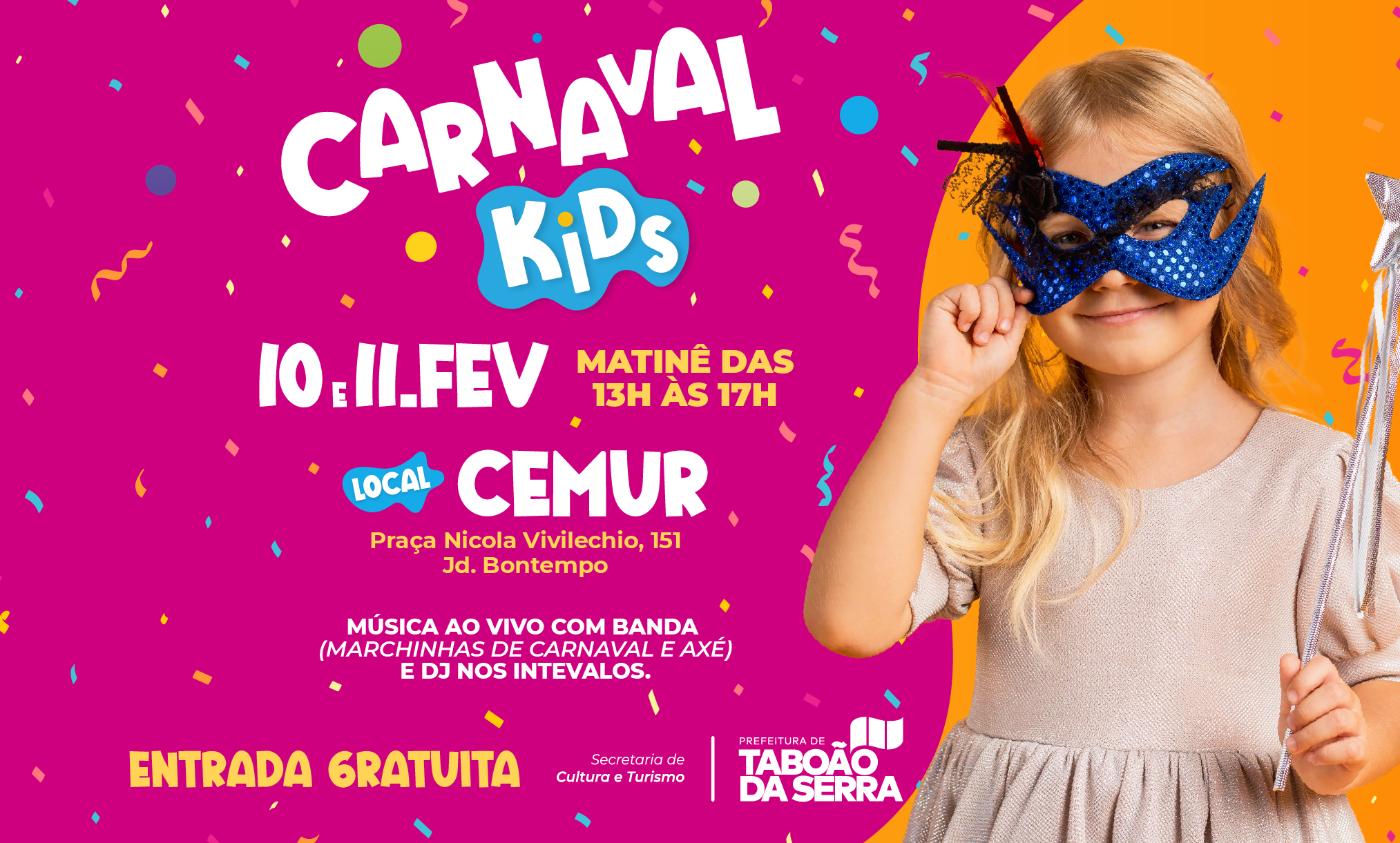 Secretaria de Cultura e Turismo de Taboão da Serra promove Carnaval Kids no Cemur