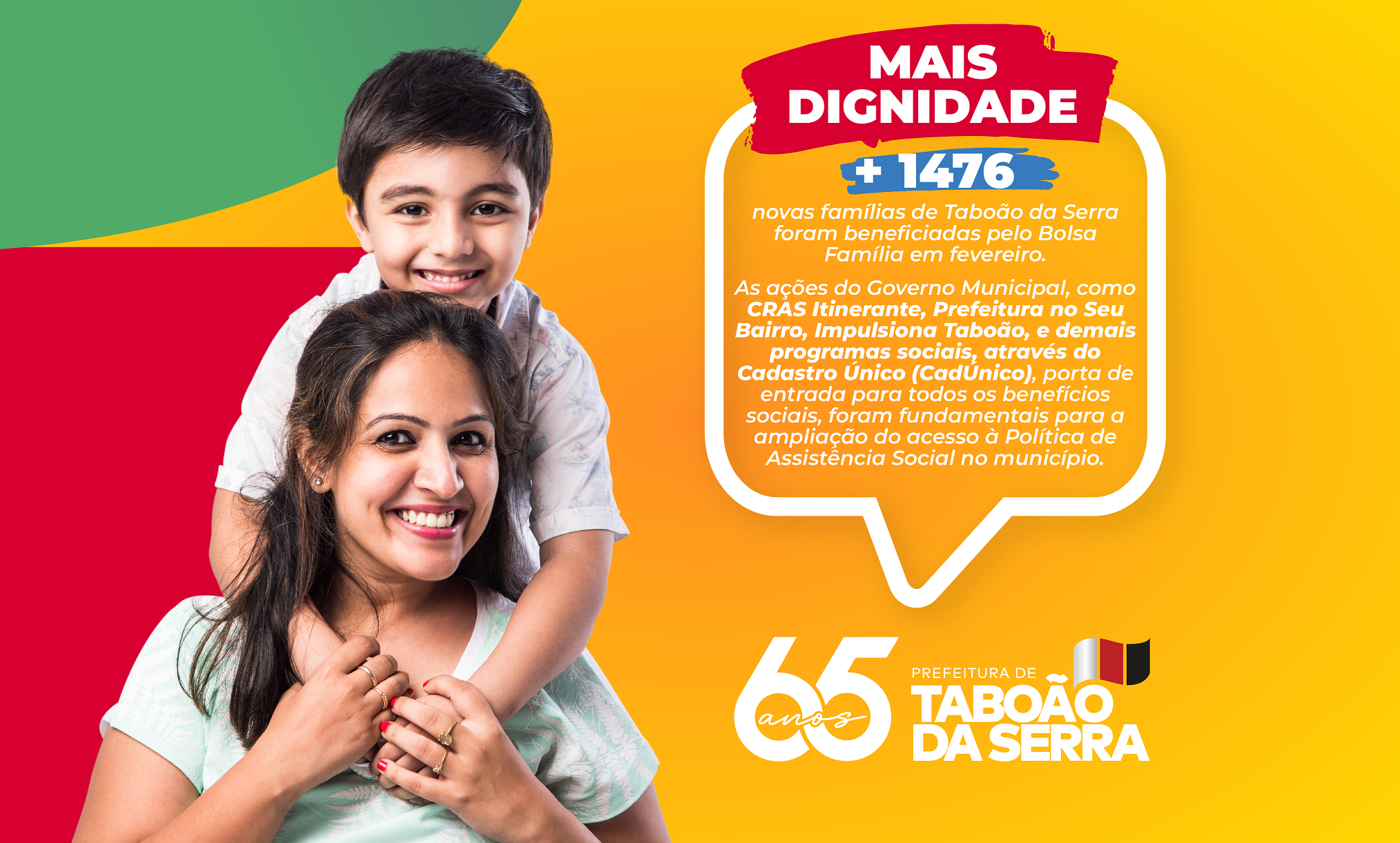 Mais de 1.400 famílias de Taboão da Serra foram beneficiadas pelo Bolsa Família em fevereiro
