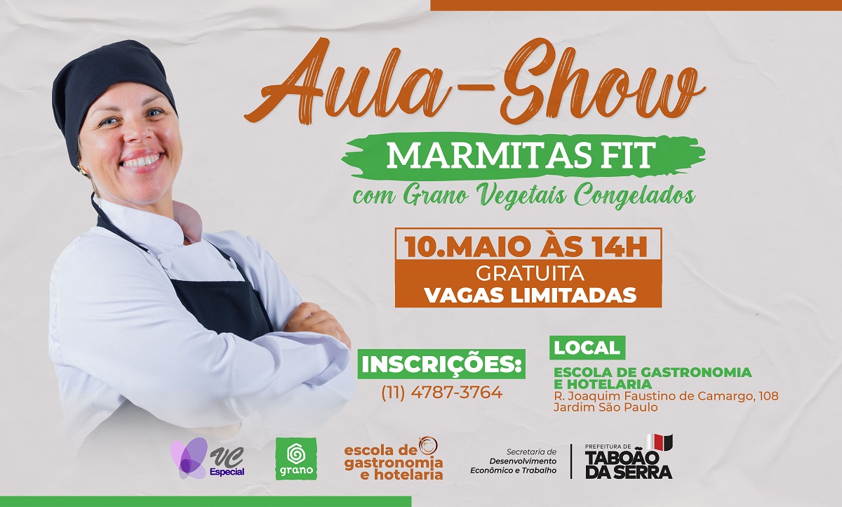 ARTE - Marmitas Fit é tema de aula-show da Escola de Gastronomia de Taboão da Serra