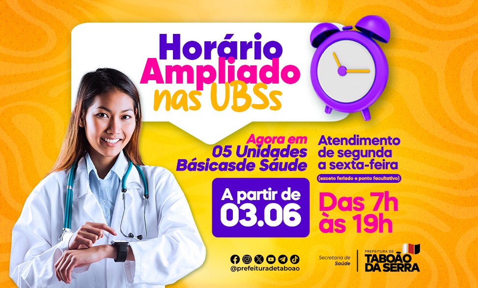 ARTE - Prefeitura de Taboão da Serra amplia horário de atendimento de mais duas UBSs