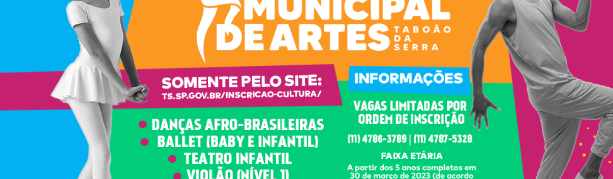 ARTE - Prefeitura de Taboão da Serra abre novas inscrições para oficinas livres da Escola Municipal de Artes