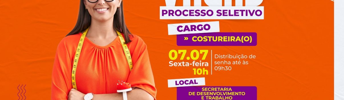 ARTE - Taboão da Serra realiza seleção para Costureiro(a) nesta sexta-feira, 0707